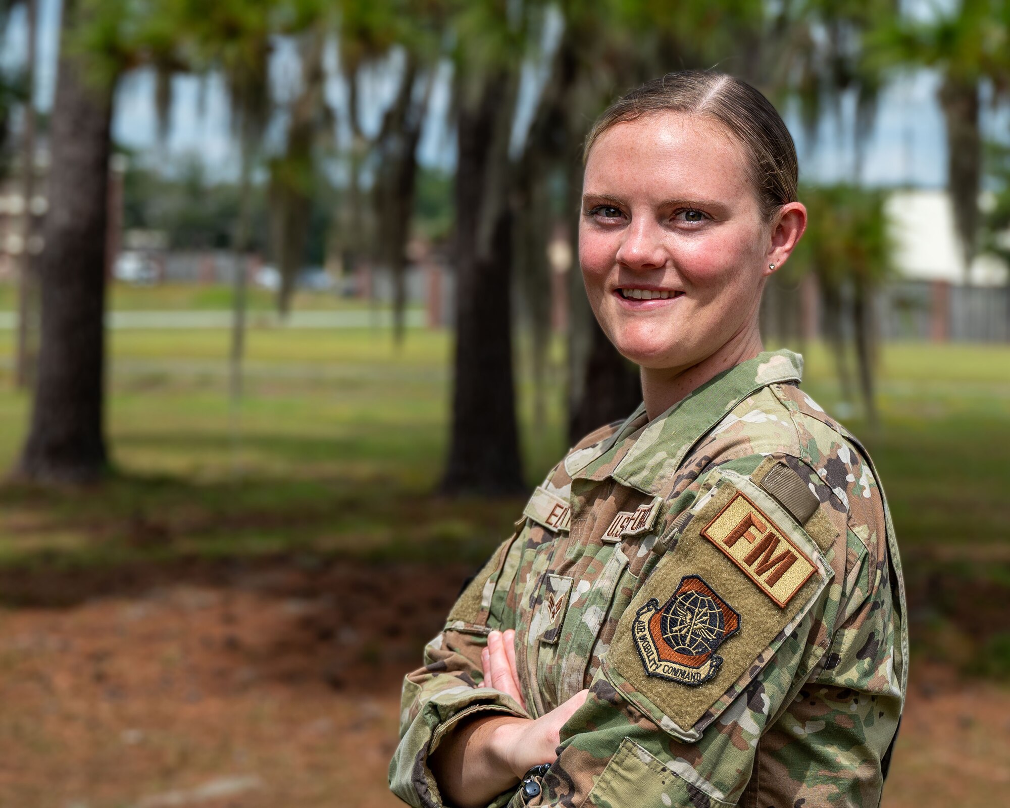 An Airman poses for a photo.