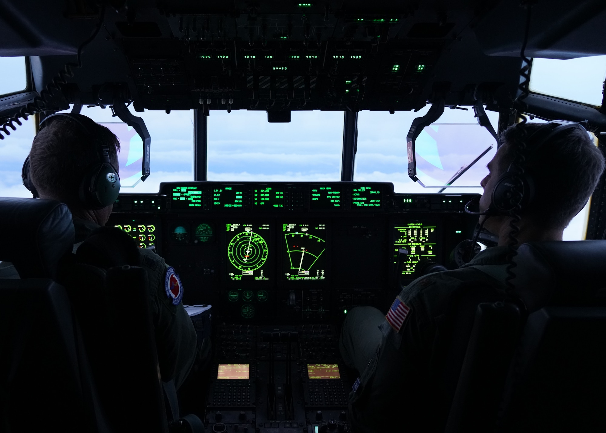 Two pilots flying a WC-130J