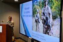 Participants in the District of Columbia Army National Guard’s Junior Leaders Course receive instruction on troop leading procedures at Camp Dawson, West Virginia, on Sept. 25, 2024. This was the DCARNG’s second Junior Leaders Course and was established to grow and empower the DCANG’s next generation of enlisted leaders from within the organization’s ranks.