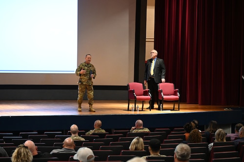 Col. Filcek and Dr. Davis hosted a town hall at Sheppard Air Force Base, Texas.