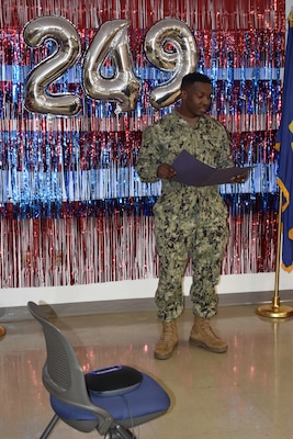 LSSN Carlinton Smith had the honor of reading the CNO's birthday letter to the fleet.