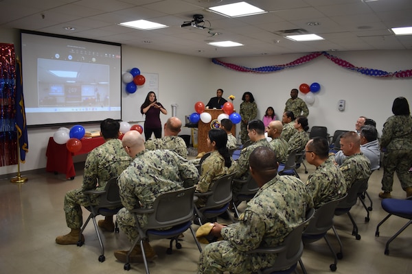 YN1 Brittany Sloan, NMRLC Detachment Portsmouth, served as the Master of Ceremonies during today's celebration.