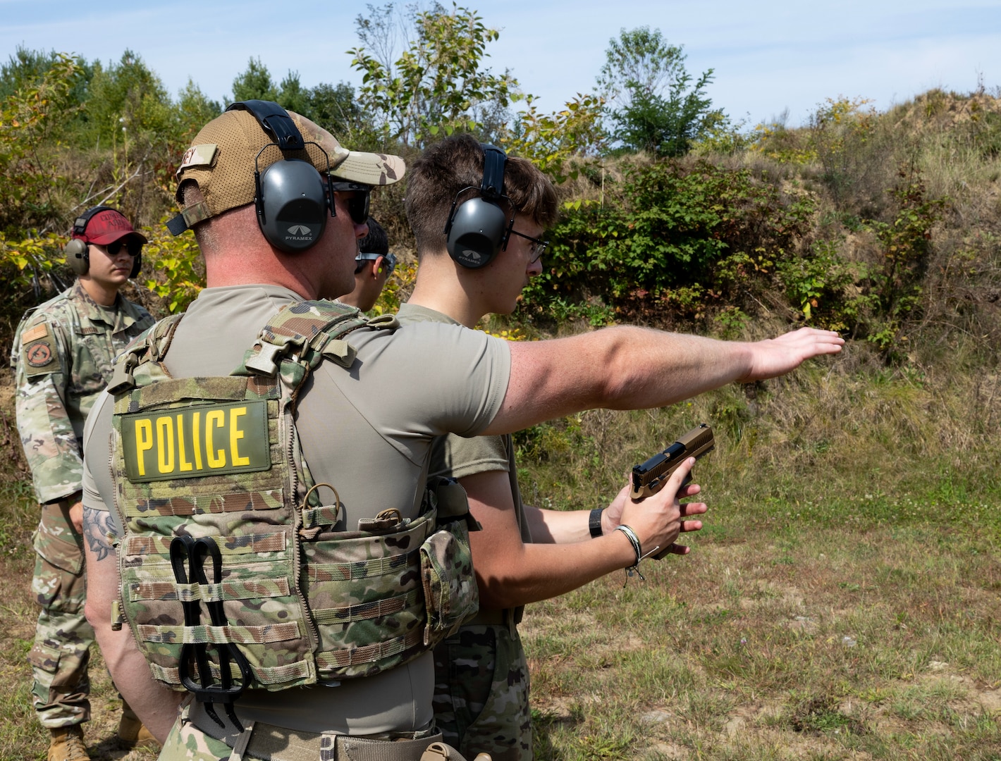 Master Sgt. Jeremy Morey, security forces supervisor assigned to the 109th Airlift Wing, Scotia, New York, instructs an Airman during a security forces augmented training course Sept. 17, 2024. The purpose of the course is to backfill at home station when security forces defenders must forward deploy.