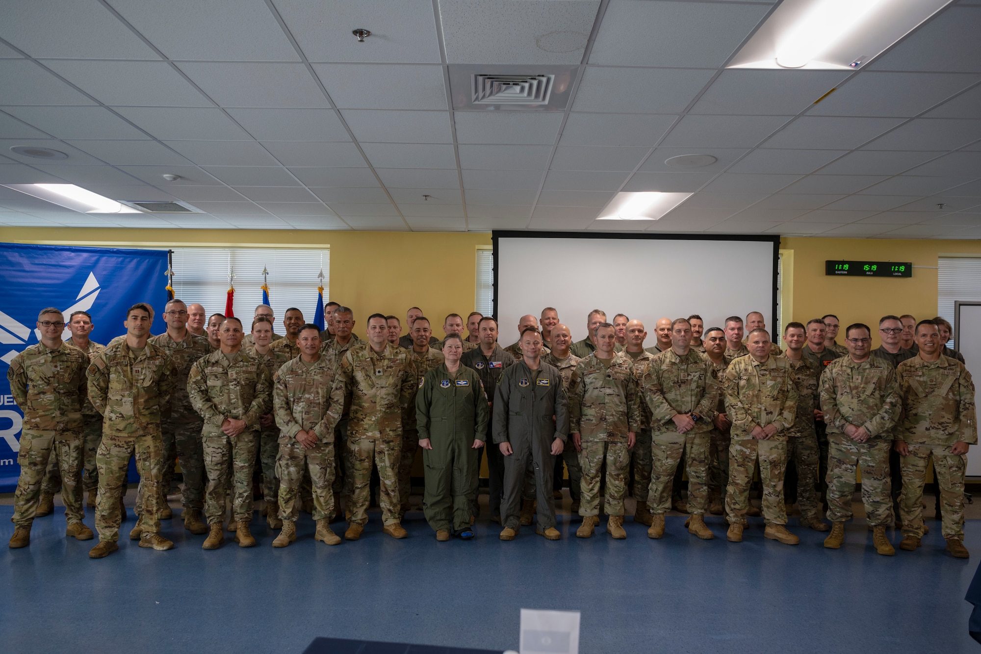 A group photo during the Contingency Response Senior Leadership Summit at Muñiz Air National Guard Base, Carolina, Puerto Rico, Oct. 8, 2024.The first ever CR Summit brought together leaders from 10 participating states and territories to standardize how to better organize, train, and equip contingency response units across the Air National Guard enterprise focusing on expanding and enhancing CR global capabilities for future opportunities by exchanging best practices across the spectrum of air operations, from humanitarian disaster response to contested combat environments. (U.S. Air National Guard photo by Senior Airman Victoria A. Jewett)