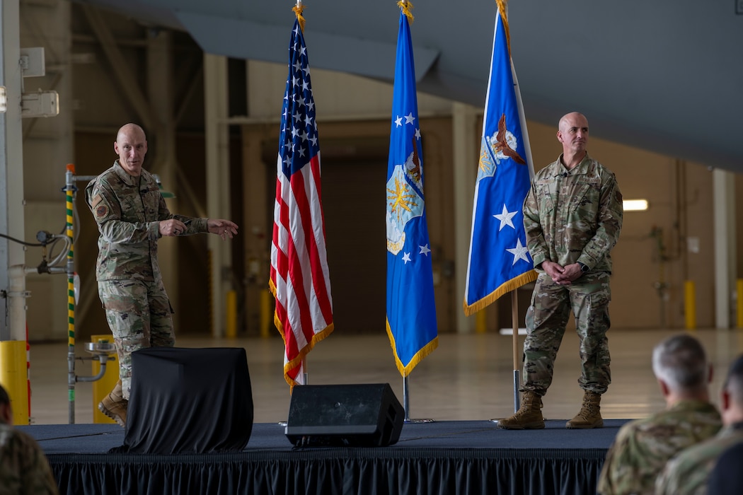 Air Force leaders gather with Airmen during an all-call