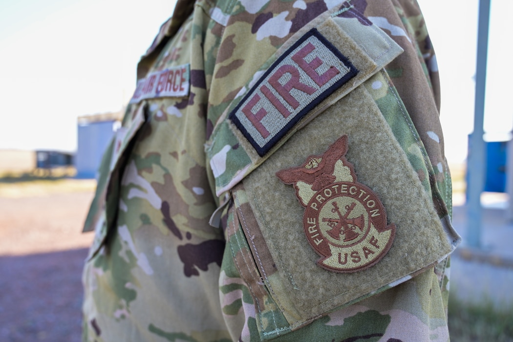 A photo of a U.S. Air Force fire protection patch at Altus Air Force Base, Oklahoma, Oct. 11, 2024. Fire protection specialists protect people, property, and the environment from fires and disasters. (U.S. Air Force photo by Airman 1st Class Lauren Torres)