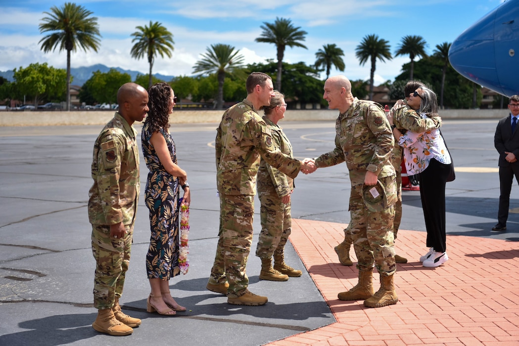 Air Force Chief of Staff Gen. David Allvin and Chief Master Sgt. of the Air Force David Flosi visit Joint Base Pearl Harbor Hickam, HI.