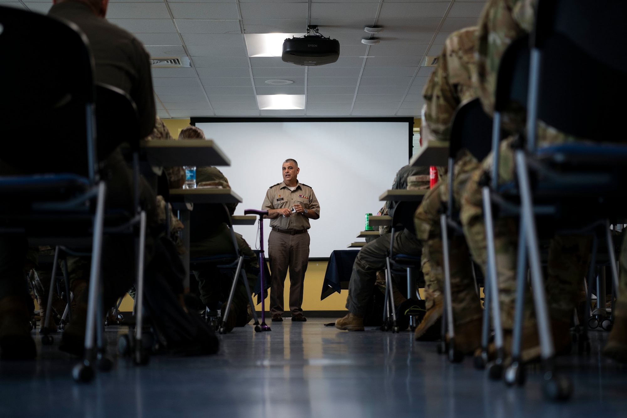U.S. Army Maj. Gen. Miguel Mendez, the adjutant general of Puerto Rico, briefs leaders during the Contingency Response Senior Leadership Summit at Muñiz Air National Guard Base, Carolina, Puerto Rico, Oct. 8, 2024. The first ever CR Summit brought together leaders from 10 participating states and territories to standardize how to better organize, train, and equip contingency response units across the Air National Guard enterprise focusing on expanding and enhancing CR global capabilities for future opportunities by exchanging best practices across the spectrum of air operations, from humanitarian disaster response to contested combat environments. (U.S. Air National Guard photo by Master Sgt. Victor J. Vazquez)