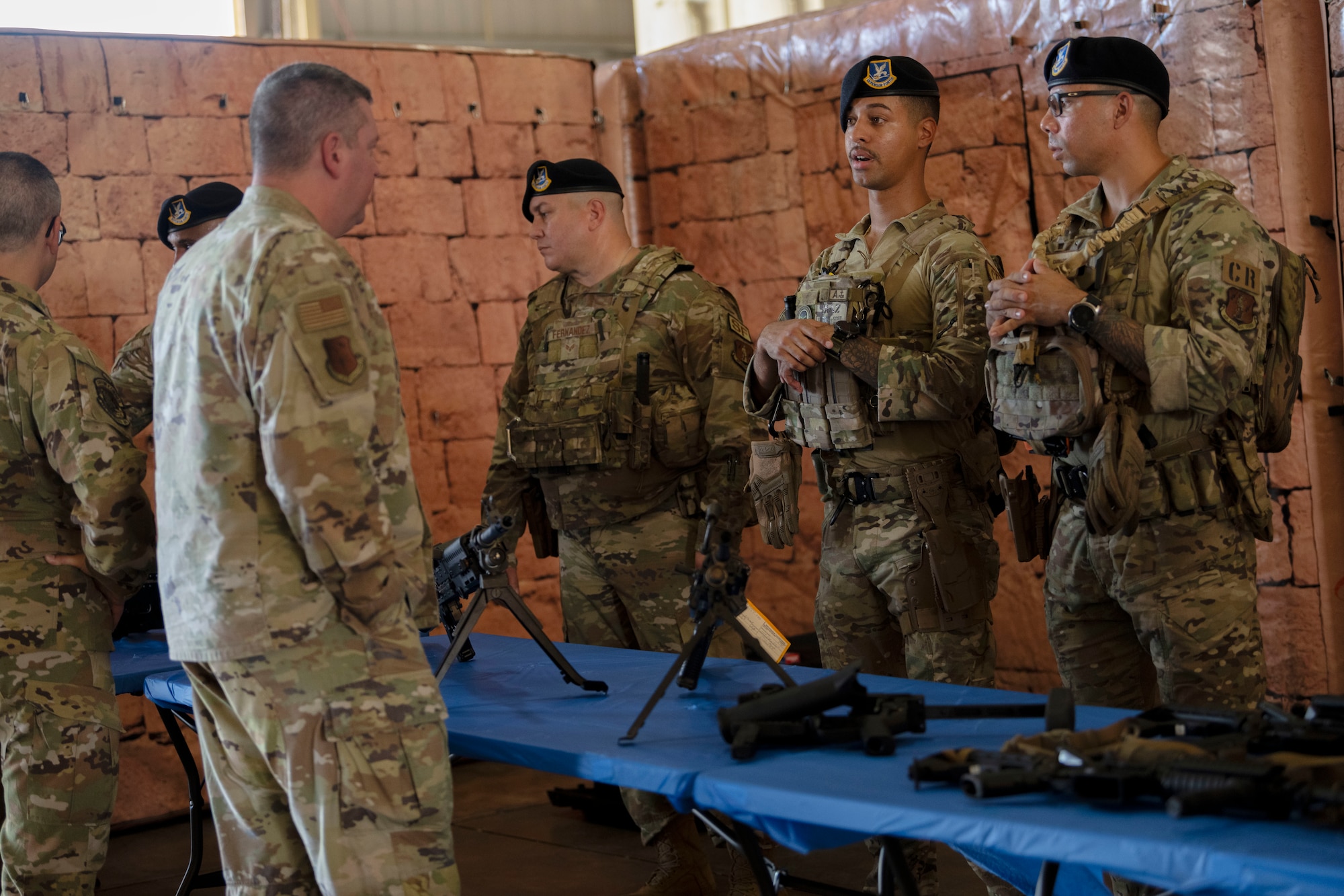 U.S. Air Force Staff Sgt. Jean Diaz, a security forces journeyman, with the 156th Security Operations Squadron, Puerto Rico Air National Guard, briefs leaders during the Contingency Response Senior Leadership Summit at Muñiz Air National Guard Base, Carolina, Puerto Rico, Oct. 9, 2024. The summit included a CR equipment and capability demonstration where subject matter experts engaged with leaders from 10 participating states and territories as well as retired Puerto Rico Air National Guard veterans, providing insight on the specialized equipment displayed necessary to conduct CR operations in disaster response and contested combat environments. (U.S. Air National Guard photo by Senior Airman Victoria A. Jewett)