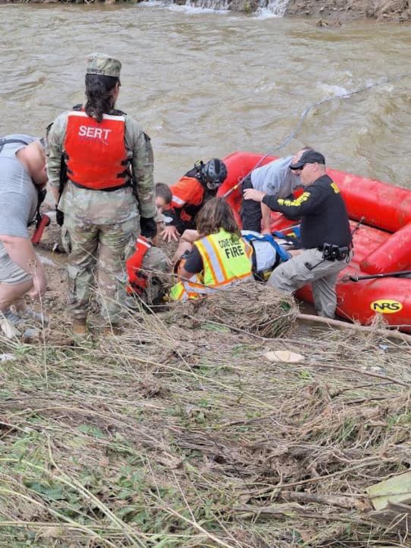 Soldiers from 151st Combat Engineer Company and 881st Engineer Support Company, part of Joint Task Force - North Carolina, complete a search and rescue mission in support of Hurricane Helene relief in Western North Carolina.