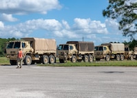 New Jersey Army National Guard Soldiers assigned to 42nd Regional Support Group arrive at Camp Blanding Joint Training Center in Starke, Fla., Oct. 11, 2024. Following the impact of Hurricane Milton, more than 3,000 National Guardsmen from various states volunteered to provide support to Florida.