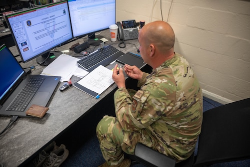 TSgt works at desk