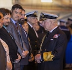 FASLANE, Scotland - Mr. John Chow, forth from left, general engineer for Strategic Systems Programs (SSP), took part in an event between His Majesty King Charles III and Royal Navy submariners and their families at Coulport, part of HM Naval Base Clyde, on 19 September, 2024. King Charles III visited Coulport to show his appreciation of the Royal Navy’s submariners and their families, thanking them for their valuable service. The king also met with a group of Gold Deterrent Pin holders, who were recognized for spending the greatest amount of time under water while on strategic patrol.