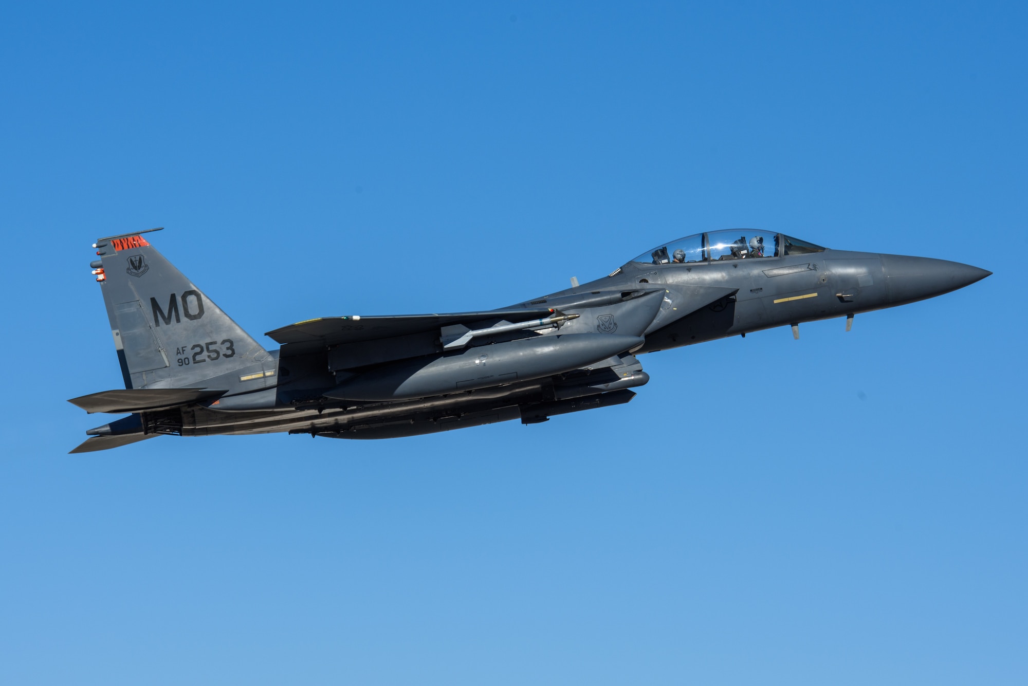 A fighter jet flies