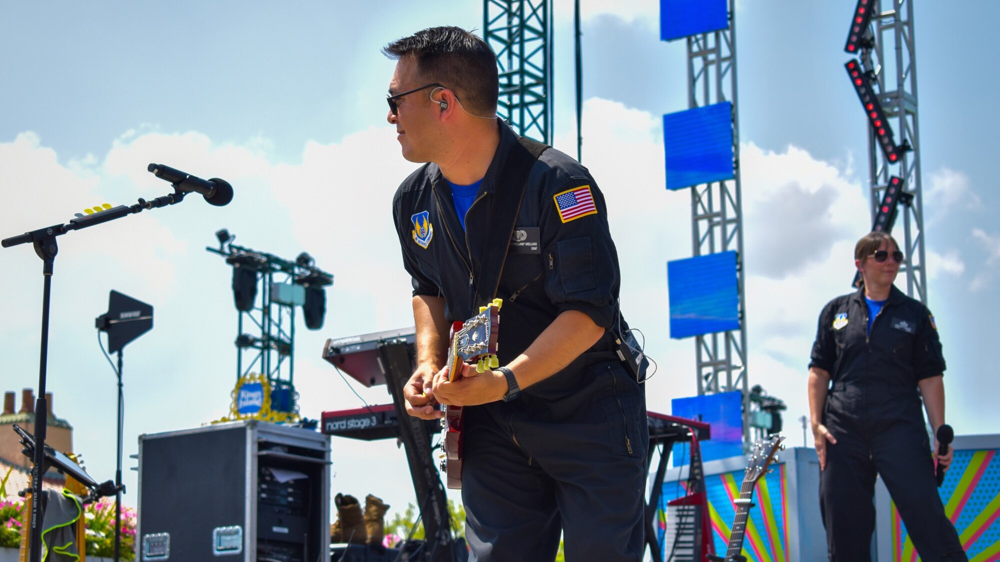 Chris Arellano takes a guitar solo at Kings Island.