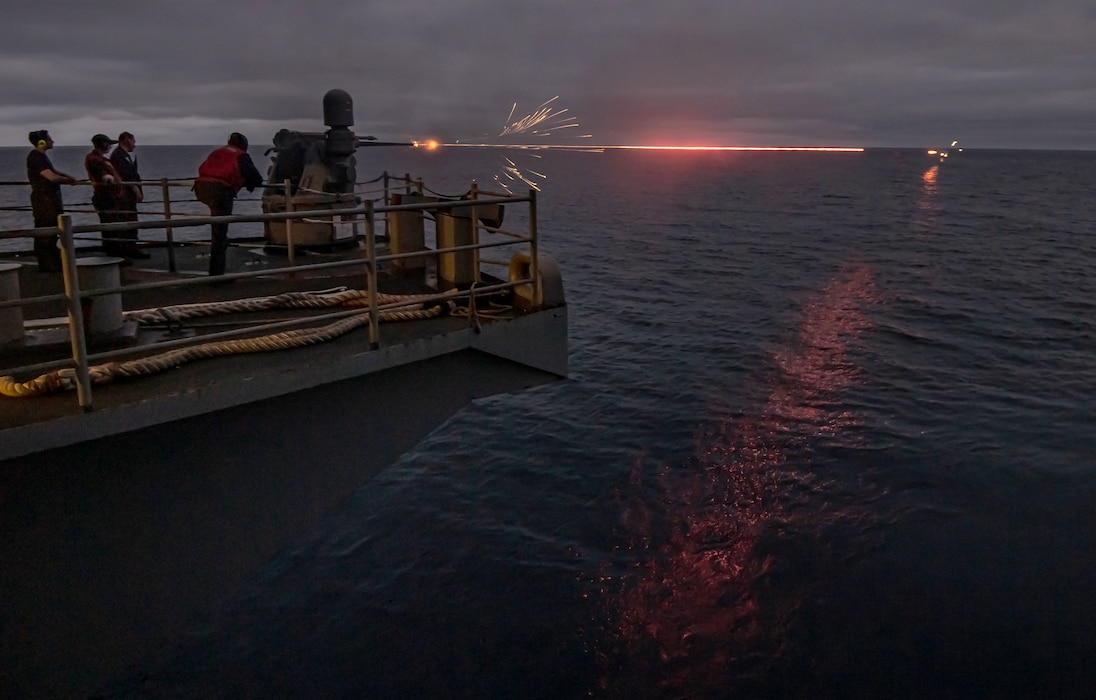 Live-fire exercise aboard USS Nimitz (CVN 68) in the Pacific Ocean.