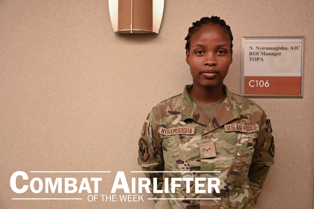 Airman 1st Class Nyiramutuzo Nyiramugisha, 19th Healthcare Operations Squadron outpatient records technician, is selected as Combat Airlifter of the Week Oct. 14, 2024.