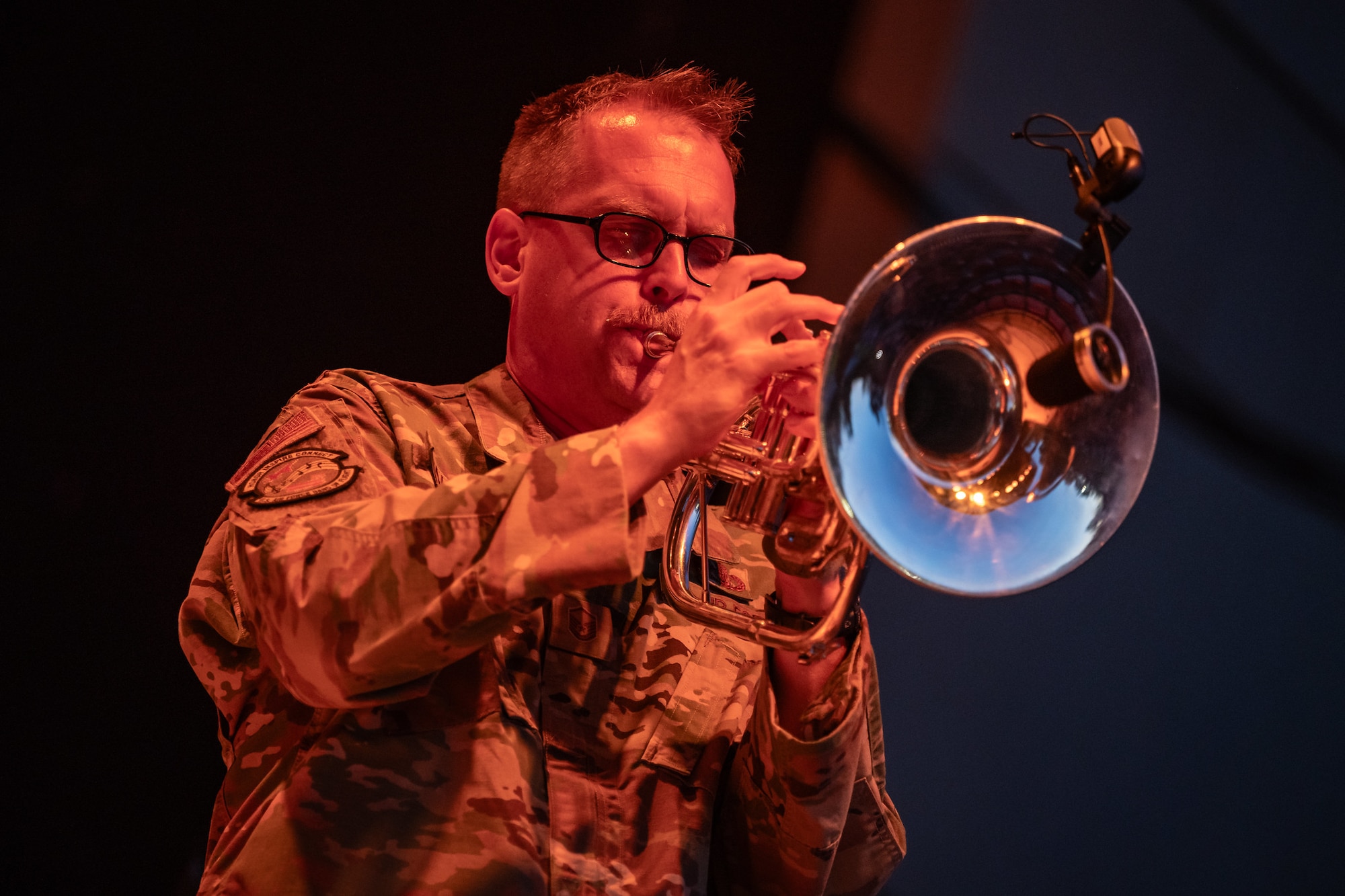 Peter Dahlstrom performing on his mellophone.