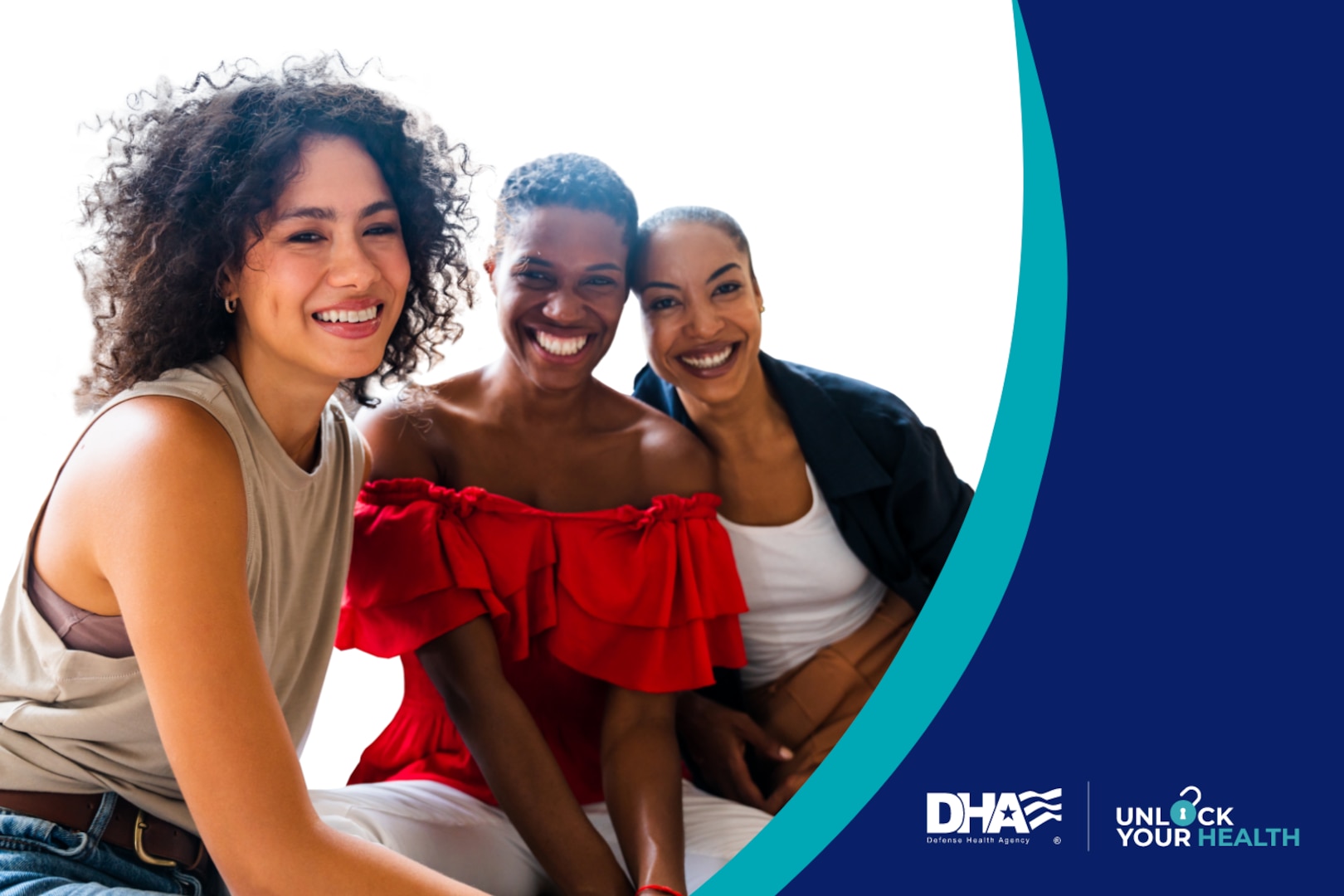 Three women smiling at the camera