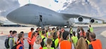 Czech Republic high school students from Masarykovo gymnázium Příbor, were greeted by  68th Airlift Squadron Reserve Citizen Airmen for a tour of the C-5M Super Galaxy at Leoš Janáček Airport in Ostrava, Czech Republic, Sept. 24, 2024.