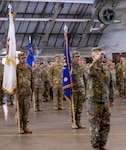 Lt. Col. Zachary DeGroot, of Chatham, 1st Battalion, 106th Aviation Regiment’s new commander, salutes at the end of the battalion’s change of command ceremony Oct. 5 in Peoria.