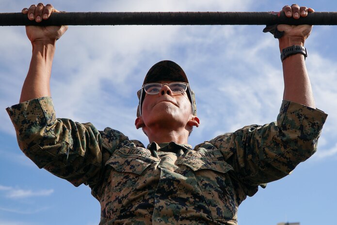 A U.S. Navy Sailor participates in a Marine Corps pull-up challenge at the EXPO on the Marina Green during San Francisco Fleet Week 2024 in San Francisco, Oct. 11, 2024. SFFW, now in its 43rd iteration, is a time-honored sea service celebration that allows citizens of the Bay Area to witness today’s maritime capabilities firsthand. Nearly 2,500 Sailors, Marines, and Coast Guardsmen will showcase their capabilities and equipment, participate in various community service events, and enjoy the hospitality of the Bay Area during the event. (U.S. Marine Corps photo by Lance Cpl. Avery Wayland)