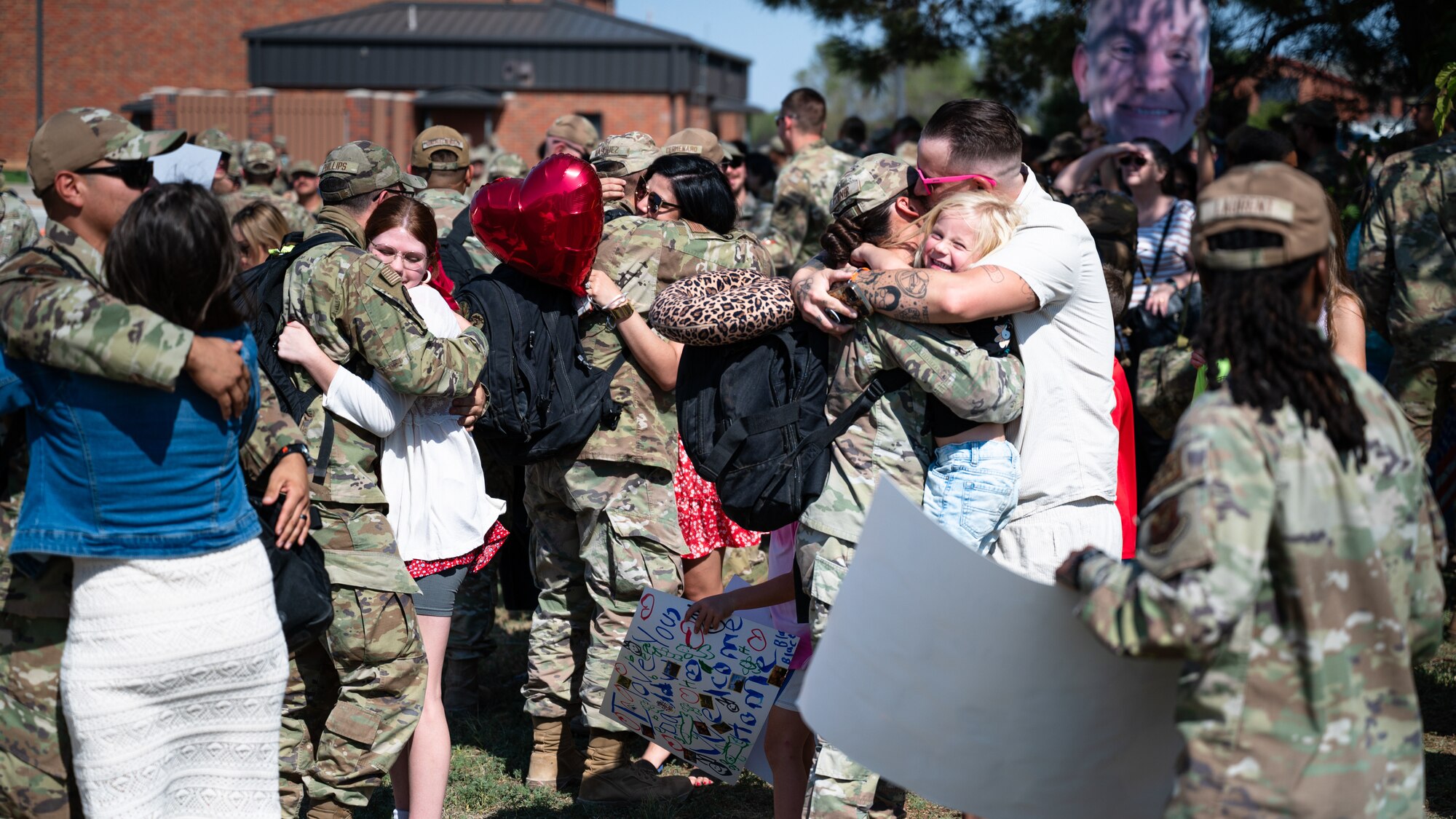 Dyess Airmen and families welcome home deployed personnel at Dyess Air Force Base, Texas, Oct. 10, 2024. Family members and friends came to the Base Theater for a welcome home celebration. (U.S. Air Force photo by Airman 1st Class Jade M. Caldwell)