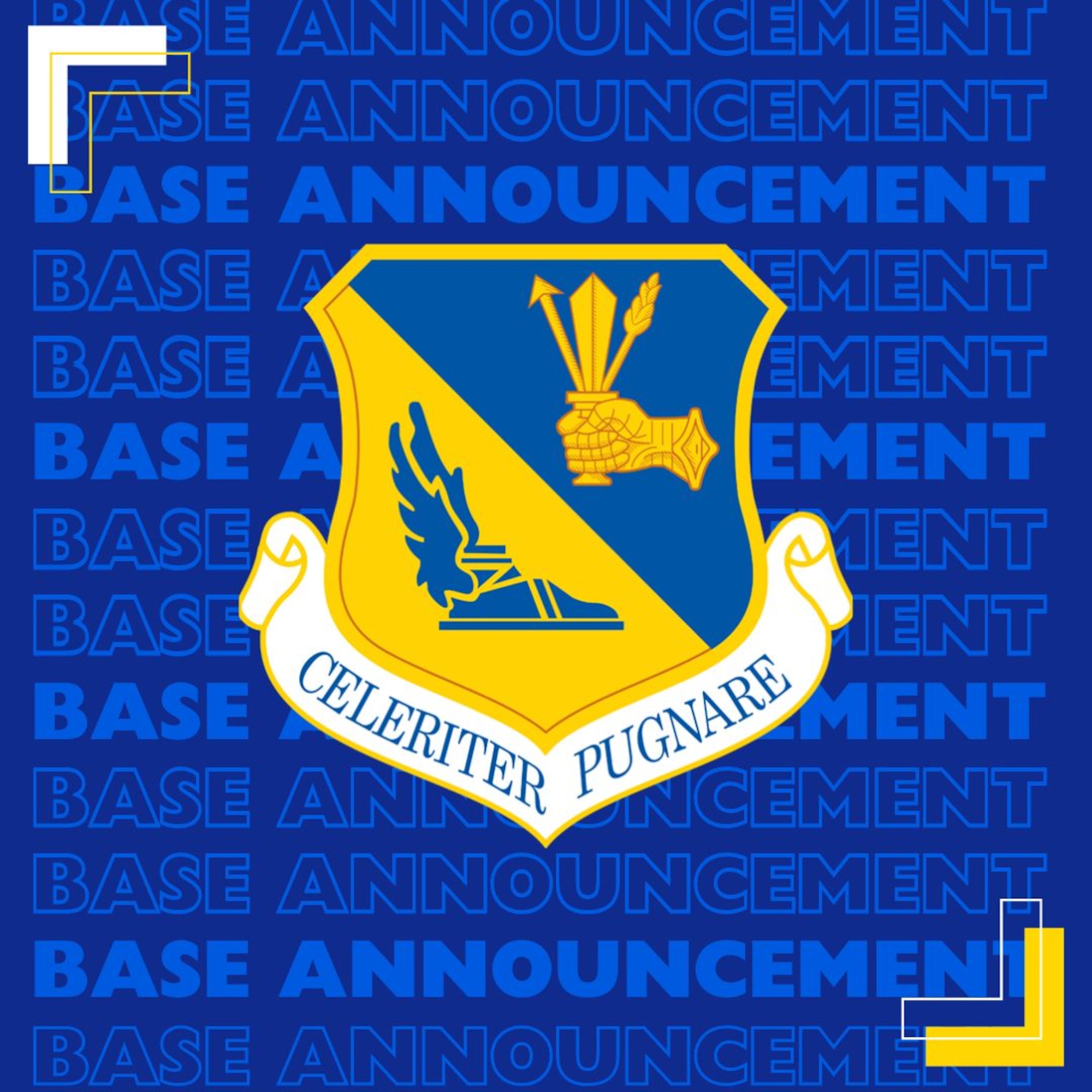 A graphic depicting a base announcement.