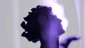 The Mitchell Trophy silhouetted by light at Joint Base Langley-Eustis, Virginia.