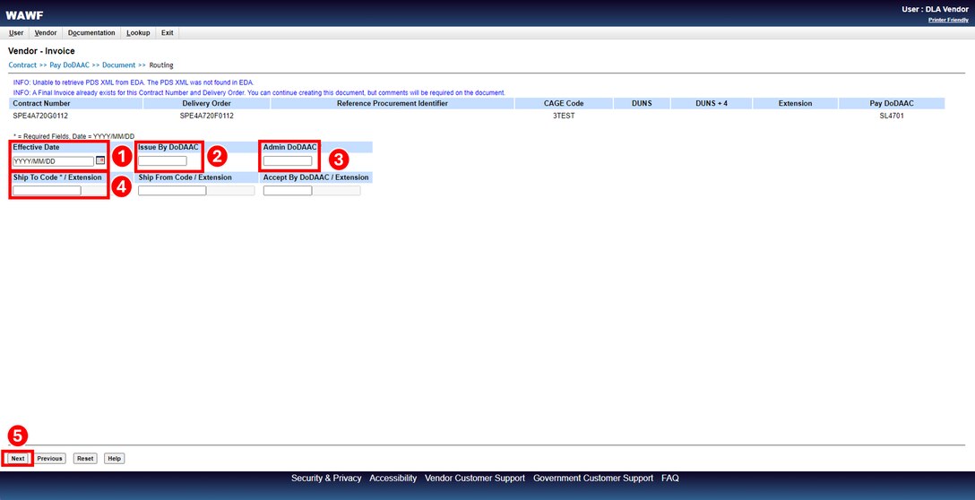 Fill in appropriate routing information and select Next.