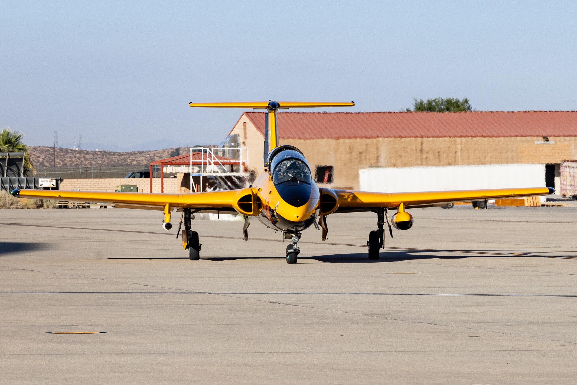 Two L-29's from the University of Iowa's Operator Performance Laboratory recently supported several test initiatives in collaboration with the United States Air Force Test Pilot School. The thirty-day deployment at Edwards helped students and instructors obtain key research in the areas of autonomy and machine learning (Air Force photo by Madeline Guadarrama).