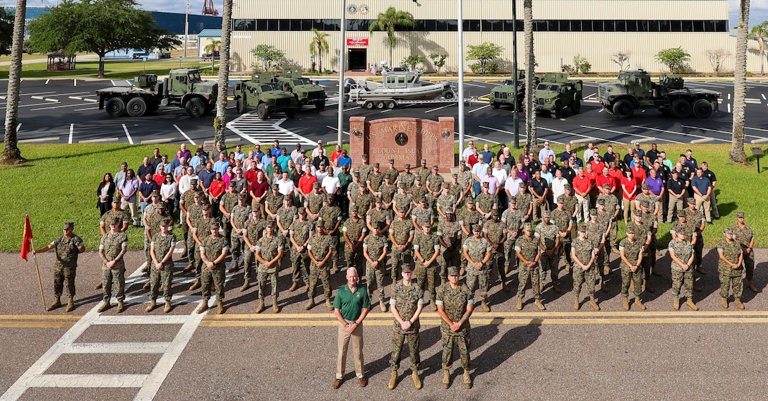 Blount Island Command personnel stand June 13, 2024, at Marine Corps Support Facility Blount Island in Florida.