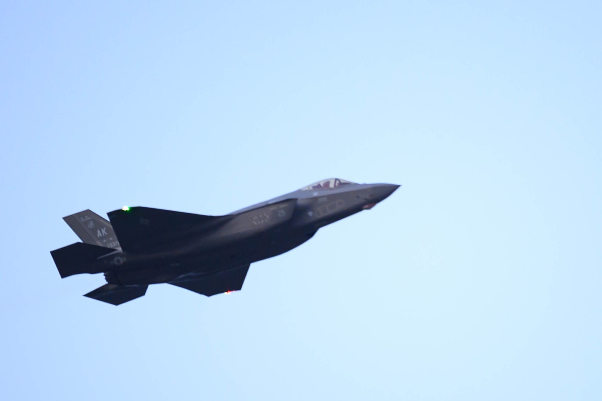 An F-35A aircraft flies in Alaska.