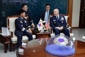 Chief of Staff of the Air Force Gen. David Allvin meets with Gen. Lee Young-su, Republic of Korea Air Force Chief of Staff, in Gyeryongdae, South Korea, Oct. 17, 2024.