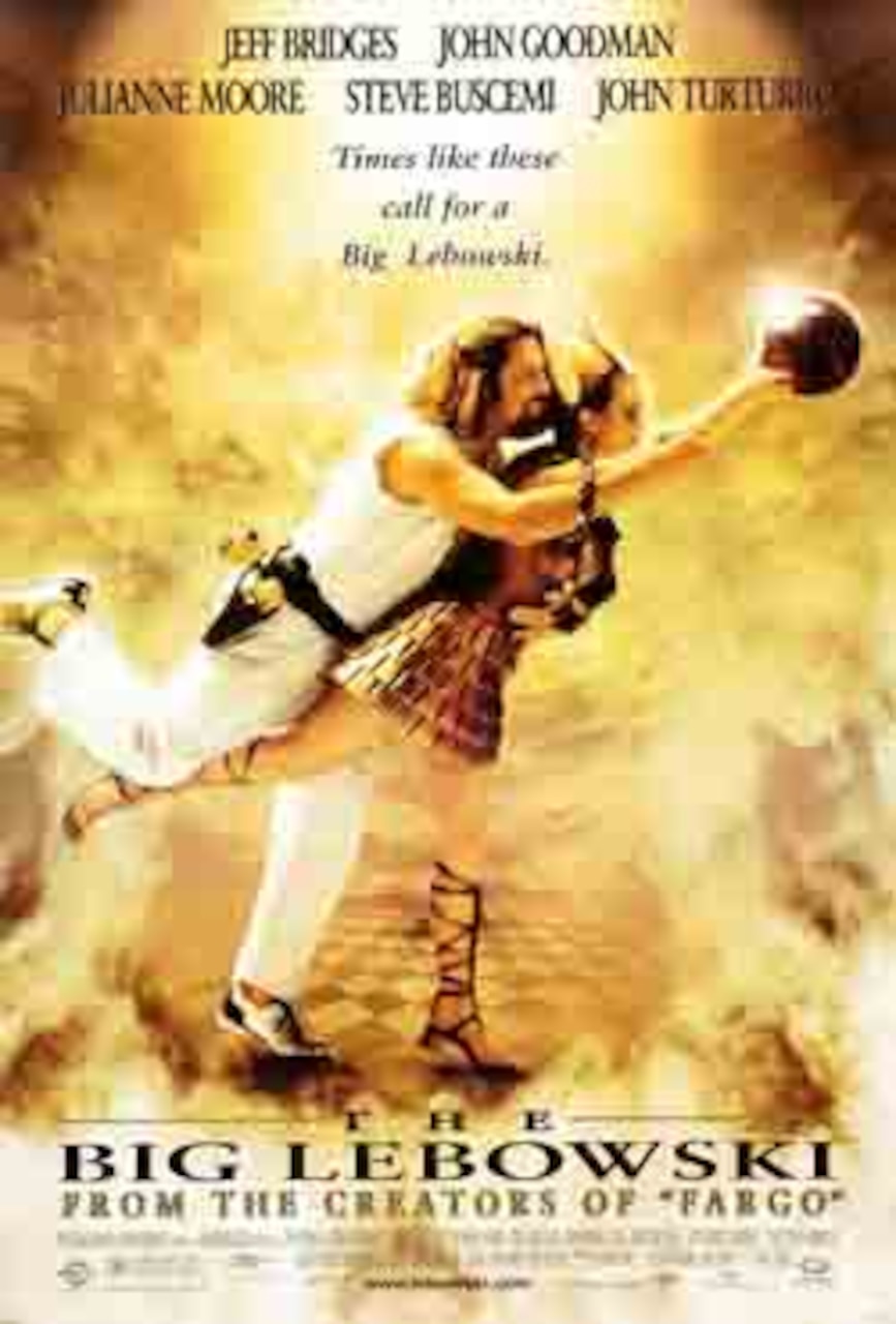 Movie poster shows a man and woman bowling.