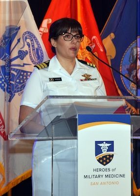 SAN ANTONIO – (Oct. 17, 2024) – Cmdr. Rachel Werner, of Cocoa Beach, Fla., Dental Corps, deputy chief science director of Naval Medical Research Unit (NAMRU) San Antonio, was recognized as a Hero of Military Medicine honoree during the 2024 Heroes of Military Medicine San Antonio Awards Program held at The Red Berry Estate. The awards program, hosted by the Henry M. Jackson Foundation for the Advancement of Military Medicine, Inc. (HJF), recognized exception community leaders who advance military medicine in and around the greater San Antonio area. The event brought the story of Military City USA’s unique military and civilian medical research and clinical care collaborations to national and global attention. NAMRU San Antonio’s mission is to conduct gap driven combat casualty care, craniofacial, and directed energy research to improve survival, operational readiness, and safety of Department of Defense (DoD) personnel engaged in routine and expeditionary operations. It is one of the leading research and development laboratories for the U.S. Navy under the DoD and is one of eight subordinate research commands in the global network of laboratories operating under the Naval Medical Research Command in Silver Spring, Md. (U.S. Navy photo by Burrell Parmer, NAMRU San Antonio Public Affairs/Released)