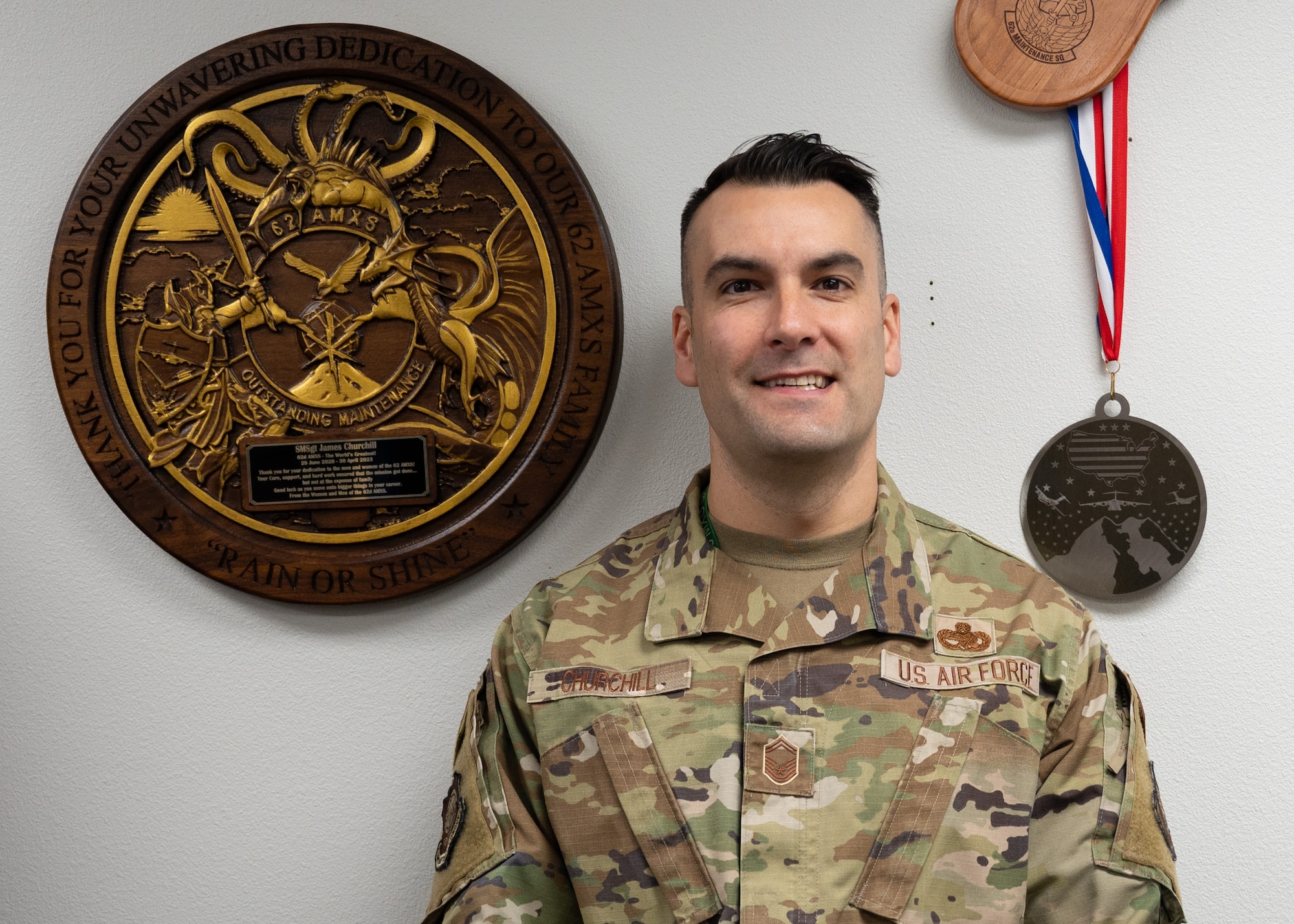 U.S. Air Force Senior Master Sgt. James Churchill, 62d Maintenance Squadron quality assurance superintendent, has been recognized as a 2024 Military Professional of the Year by the United Service Organization Northwest.