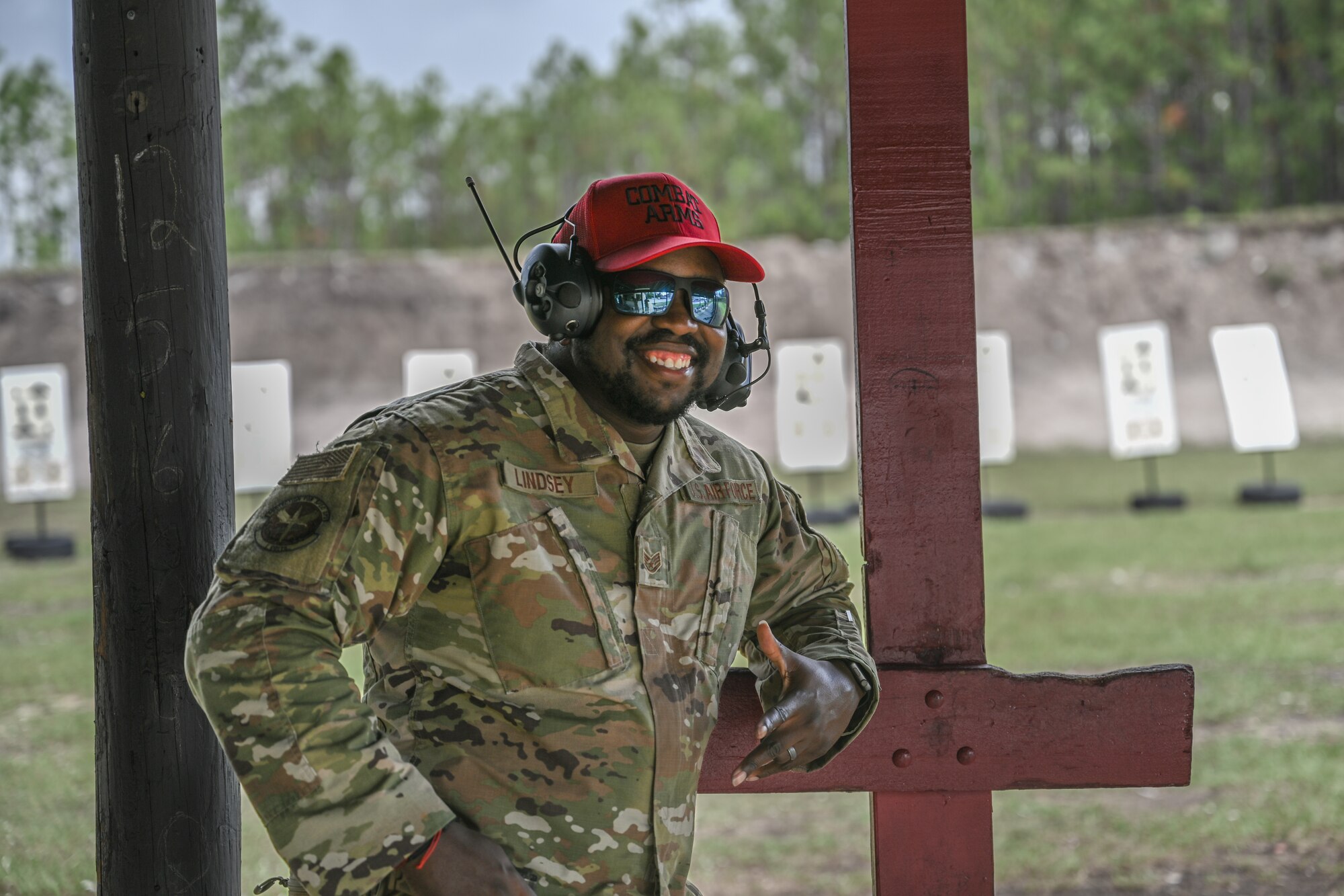 U.S. Air Force Staff Sgt. Gary Lindsey, a 1st Special Operations Wing, Combat Arms Training and Maintenance Instructor poses for a photo at the Combat Arms Training and Maintenance Range, Hurlburt Field, Florida, Sept. 25, 2024.