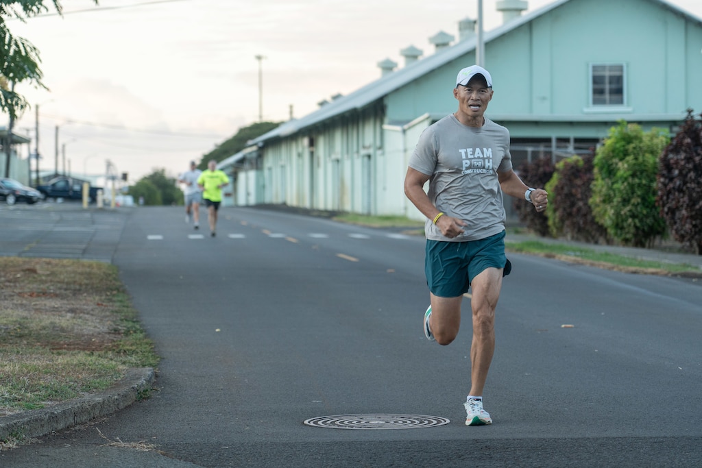 Pat Phung, Construction Branch Chief for the U.S. Army Corps of Engineers, Honolulu District, competes in the 30th Annual Fun Run/Walk and Safety Day 2.5 Fun Run/walk October 18, 2024. Safety day plays a key role in promoting safety and health awareness to help reduce accidents and stay healthy.