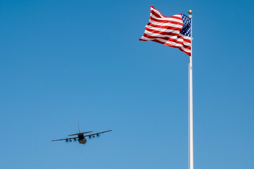 A U.S. Air Force AC-130J Ghostrider Gunship, assigned to the 4th Special Operations Squadron, flies near the United States Air Force Academy, Colorado, Oct. 5, 2024.