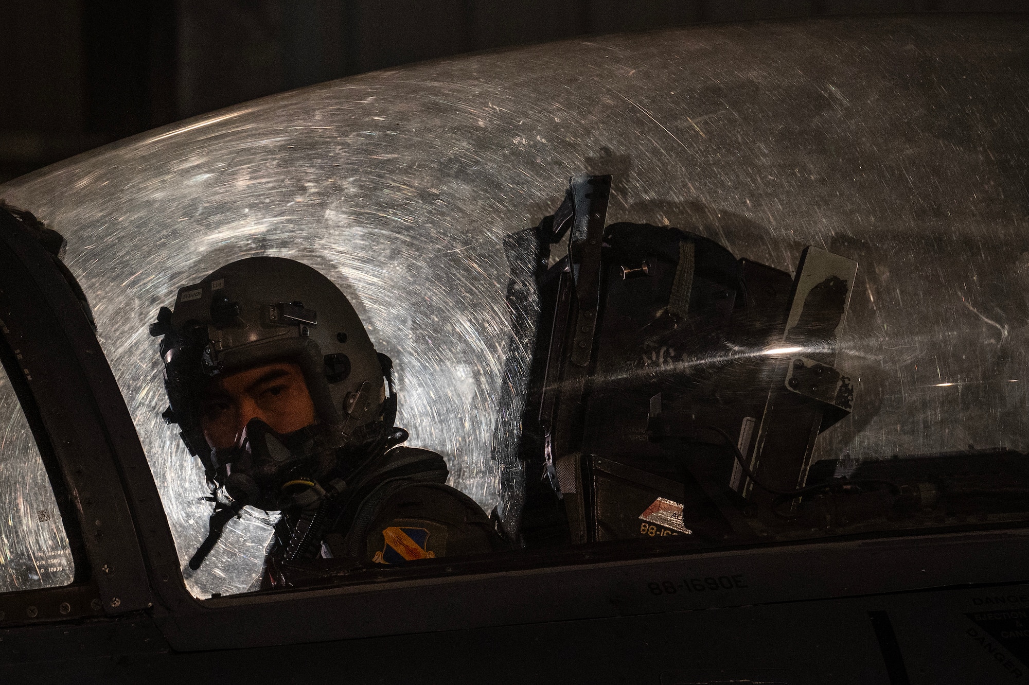 U.S. Air Force 1st Lt. Caleb Soo Hoo, 333rd Fighter Squadron student pilot, prepares an F-15E Strike Eagle for launch.