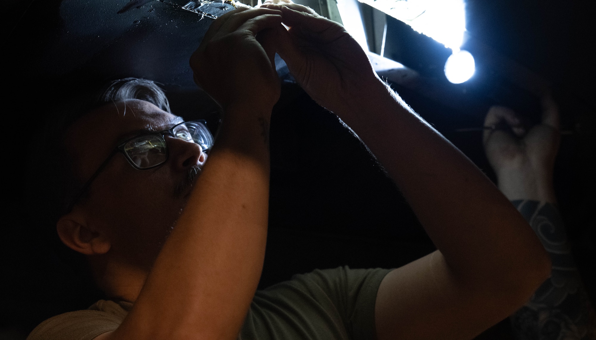 TSgt  Rosser assigned to the 4th Equipment Maintenance Squadron performs maintenance on an F-15E Strike Eagle.