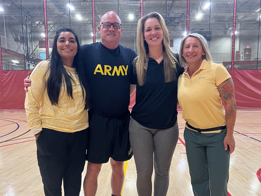 Maj. Ken LeBlance, with Jessica Barajas, Kindsay Devries, and Lorraine Currow.