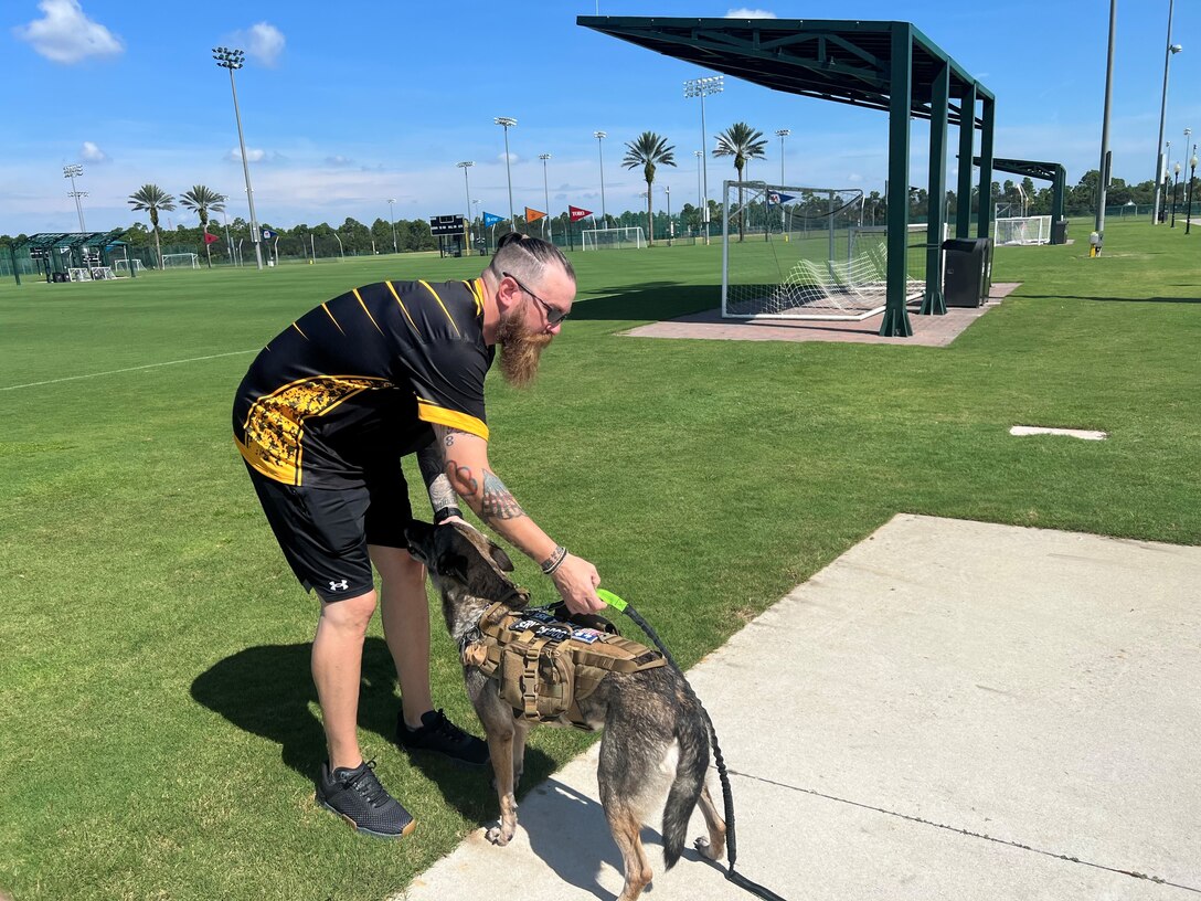 Retired Army Sgt. 1st Class David Ware and his service dog