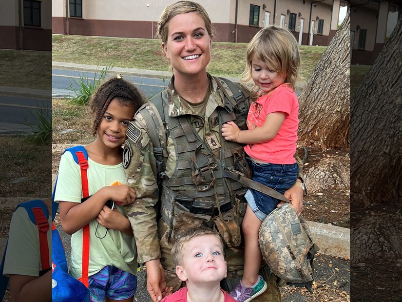 Sgt. 1st Class Gigliotti and a few of her children after a long day’s work.