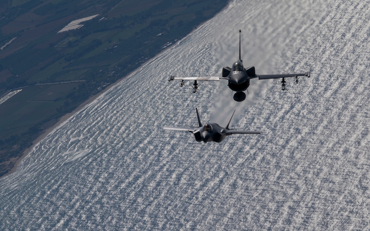 2 fighter jets fly over the Ionian Sea