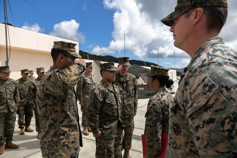 U.S. Marine Corps Lance Cpl. Chue Lee, a radio operator with 12th Marine Littoral Regiment, 3d Marine Division is promoted to the rank of corporal during exercise Resolute Dragon 24 at Japan Ground Self-Defense Force Camp Ishigaki, Okinawa, Japan, Aug. 1, 2024. Cpl. Lee is the first Marine to be promoted into the noncommissioned officer ranks on JGSDF Camp Ishigaki. Cpl Lee’s responsibilities as a corporal in his military occupational specialty range from ensuring the technical and tactical proficiency of his subordinates to the management of more than $600,000 worth of communications gear. RD 24 is an annual bilateral exercise in Japan that strengthens the command, control, and multi-domain maneuver capabilities of U.S. Marines in III Marine Expeditionary Force and Japan Self-Defense Force personnel, with a focus on controlling and defending key maritime terrain. Lee is a native of Alaska.