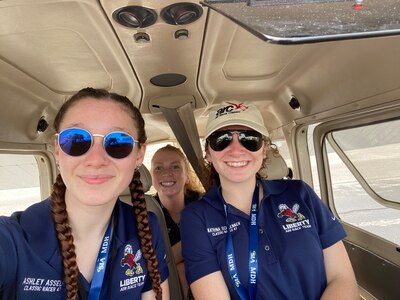 Spc. Ashley Asselin, at left, competes in the 2024 Women's Air Race Classic June 18-21, 2024, with her teammates from Liberty University. (Courtesy photo)