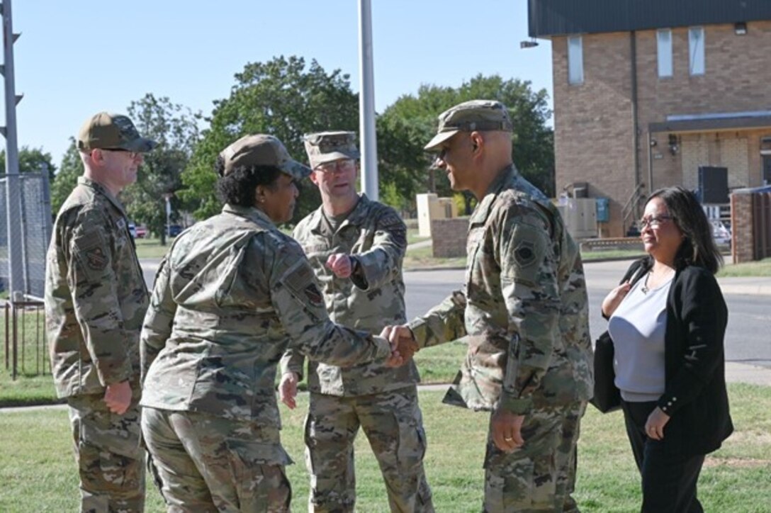 U.S. Air Force Lt. Gen. Brian Robinson, commander of the Air Education and Training Command, and his wife, Maureen, are greeted by the 82d Training Wing   Chaplain Corps