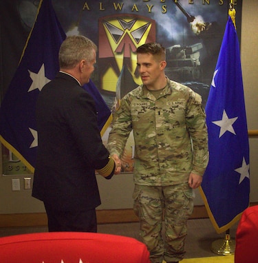 1st Lt. Quinn O’Rourke gets recognized for his hard work in the brigade.